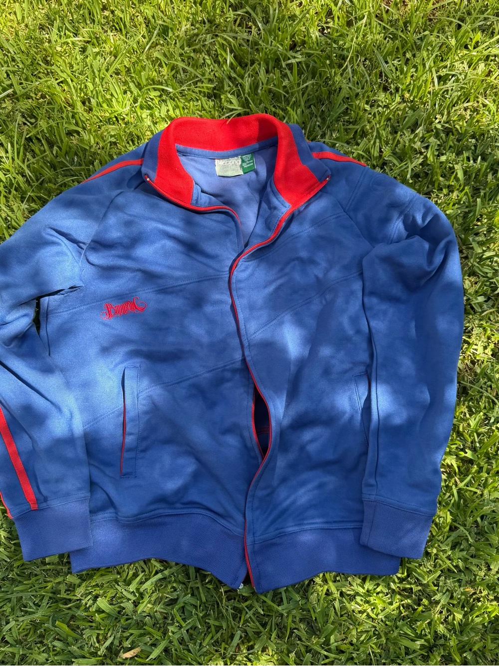 Y2K Billabong Blue and Red Lightweight Zip-Up Jacket